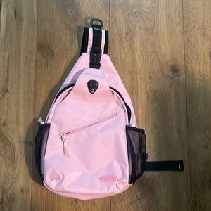 Mosiso Pink Sling Bag, Great for Spin shoes, perfect for Hiking, many pockets